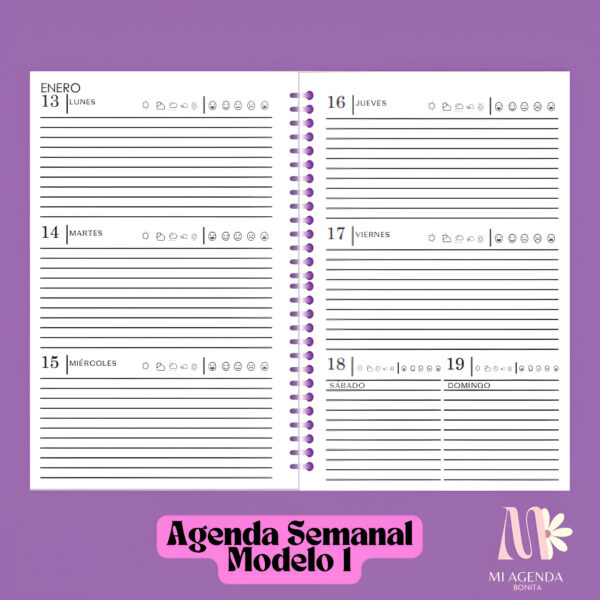agenda semanal 2025 Modelo 1